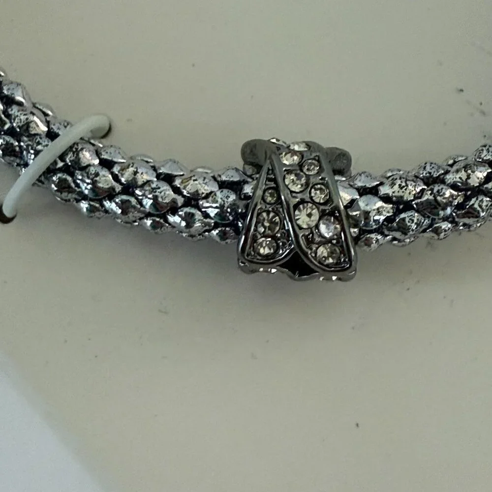 Nine West Silver-Tone Mesh Bracelet With Gold & Silver Crystal-Embellished Accen